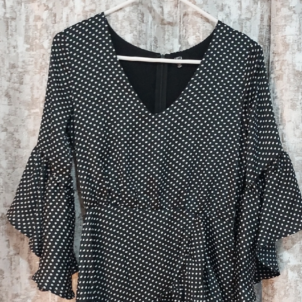 Lucca Couture Black and White Polka Dot Dress